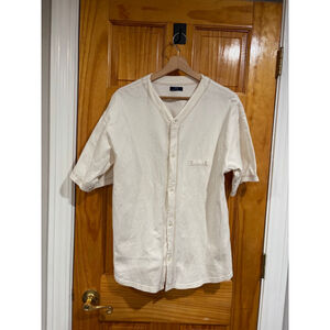 Urban Research ITEMS Cream Cotton Baseball Button Henley Shirt Japan Medium